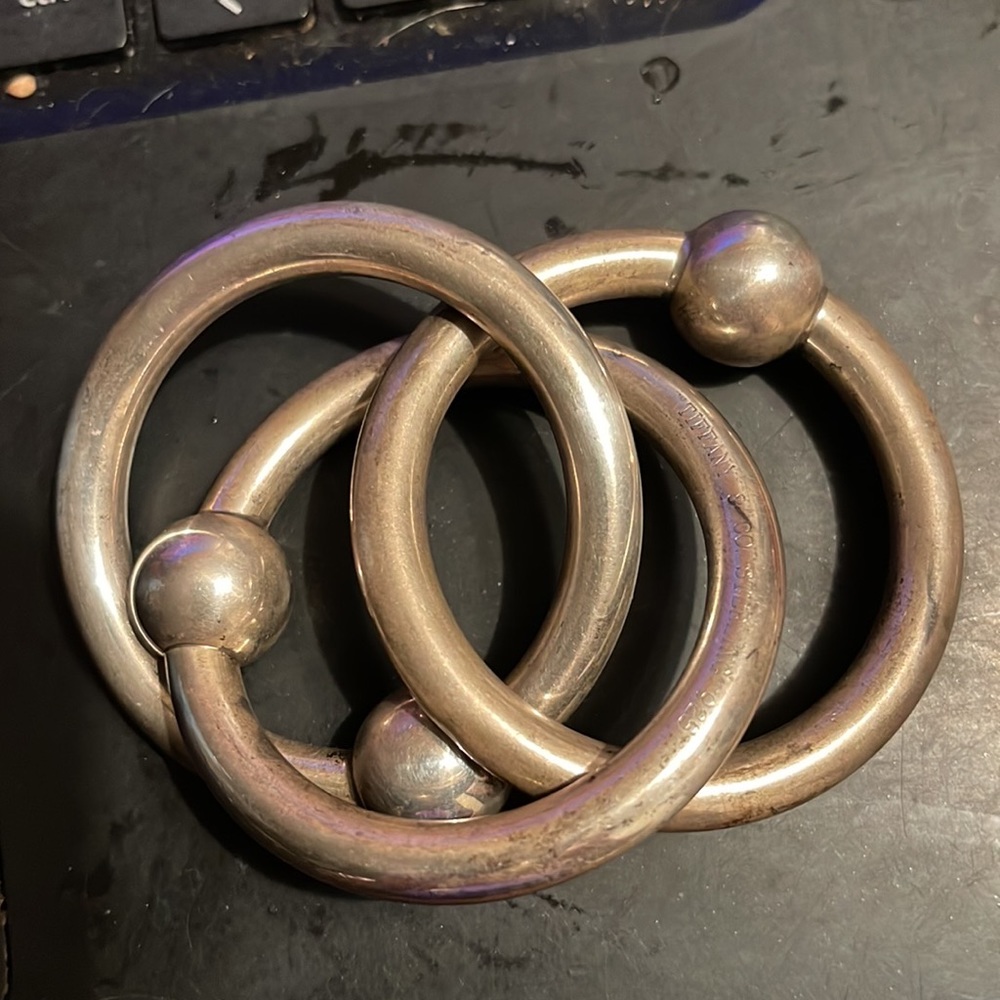Tiffany and Co triple sterling silver baby rattle